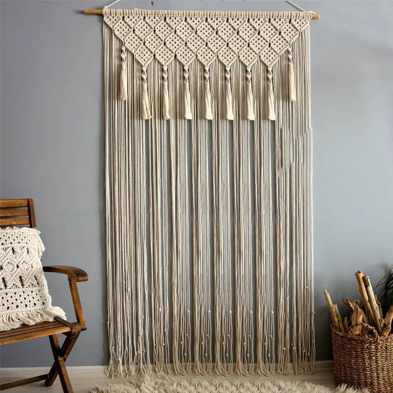 Afralia™ Macrame Boho Curtain Tapestry with Tassels