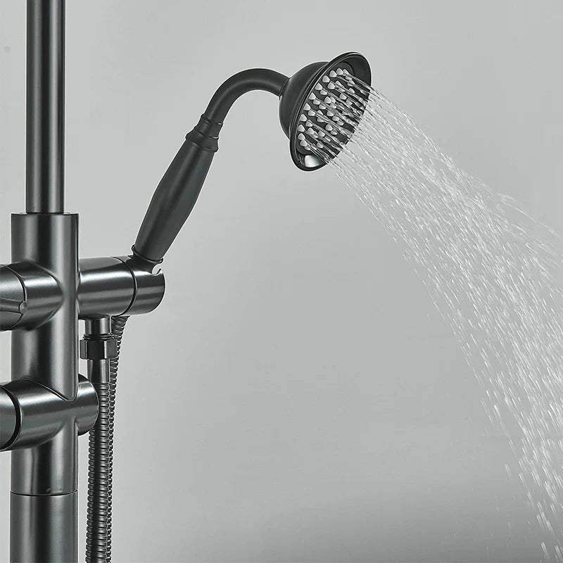 Afralia™ Matte Black Bathtub Mixer Tap with 360 Rotation Spout, Hand Shower, Dual Handle