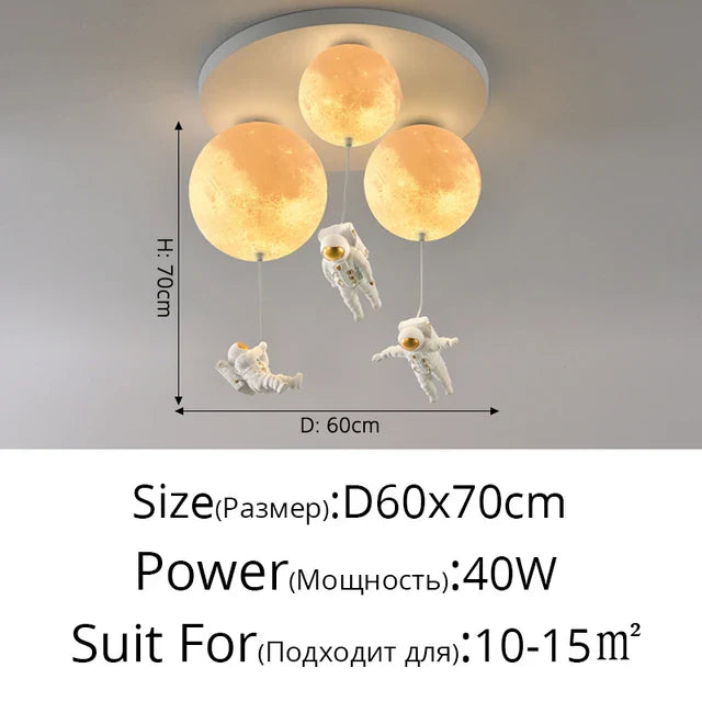 Afralia™ Astronaut Globe Ceiling Light for Kids Room - 18cm/20cm/25cm