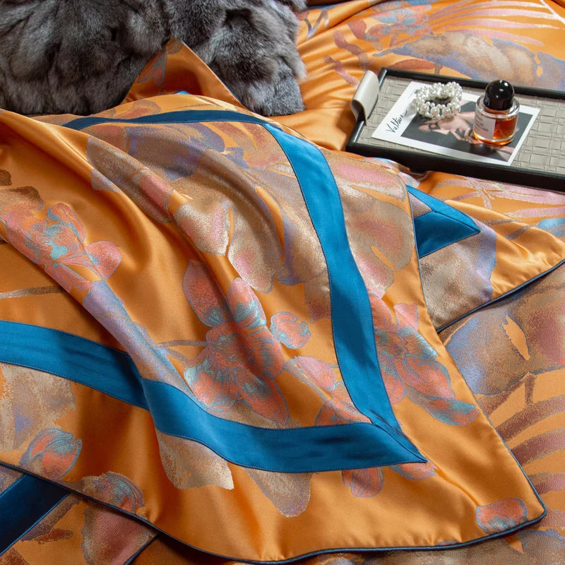 Afralia™ Egyptian Cotton Silk Jacquard Bedding Set for Queen King Size Linens