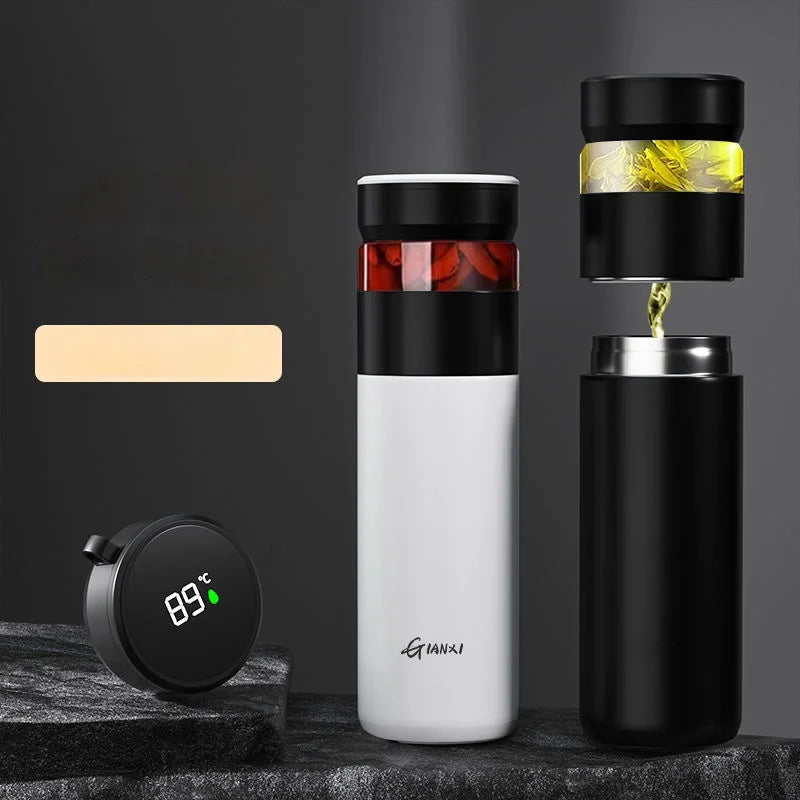 Afralia™ Stainless Steel Smart Vacuum Thermos Tea Coffee Cup Cold Office Business Style