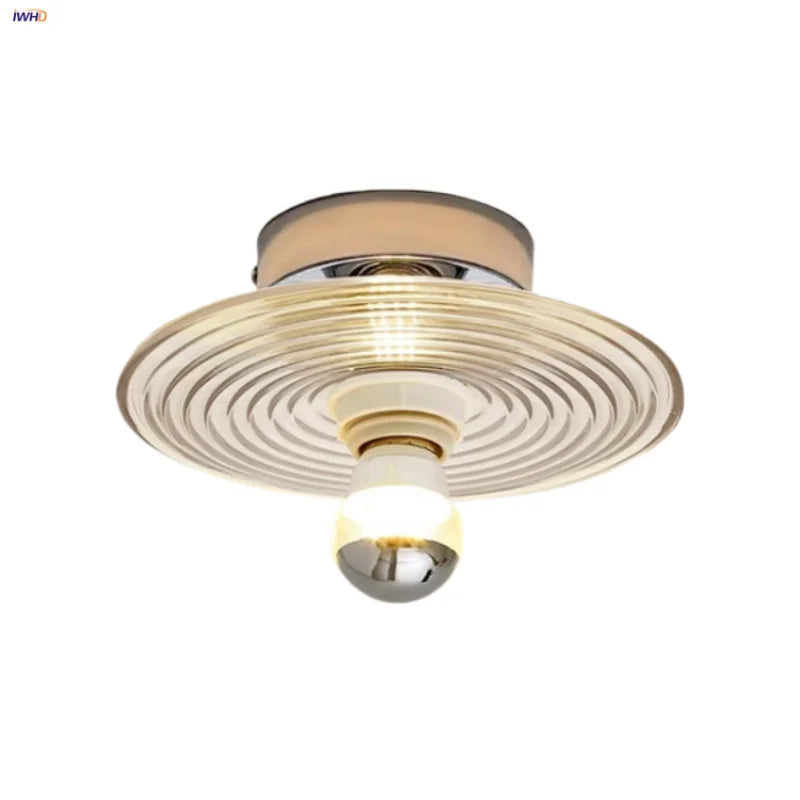 Afralia™ Glass LED Ceiling Lamp Iron Base Nordic Modern Simple Design