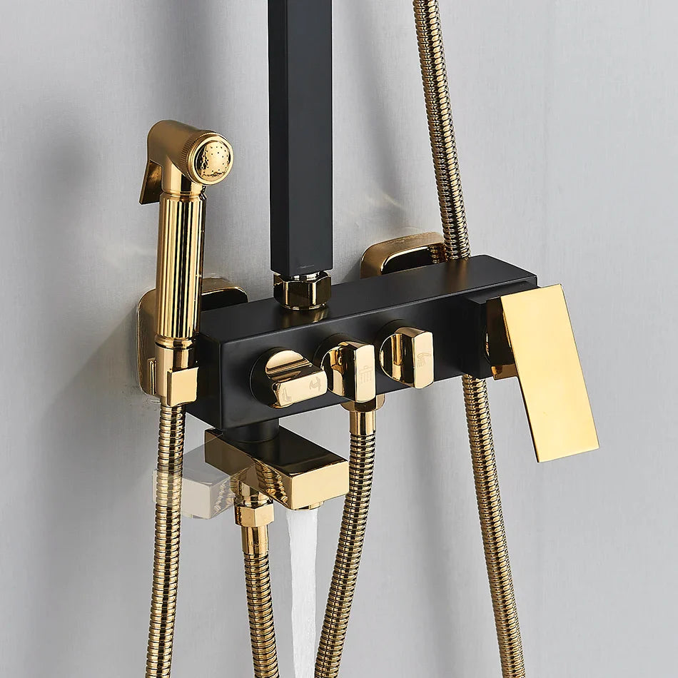 Afralia™ Wall Mount Shower Faucet Set with 4 Function System