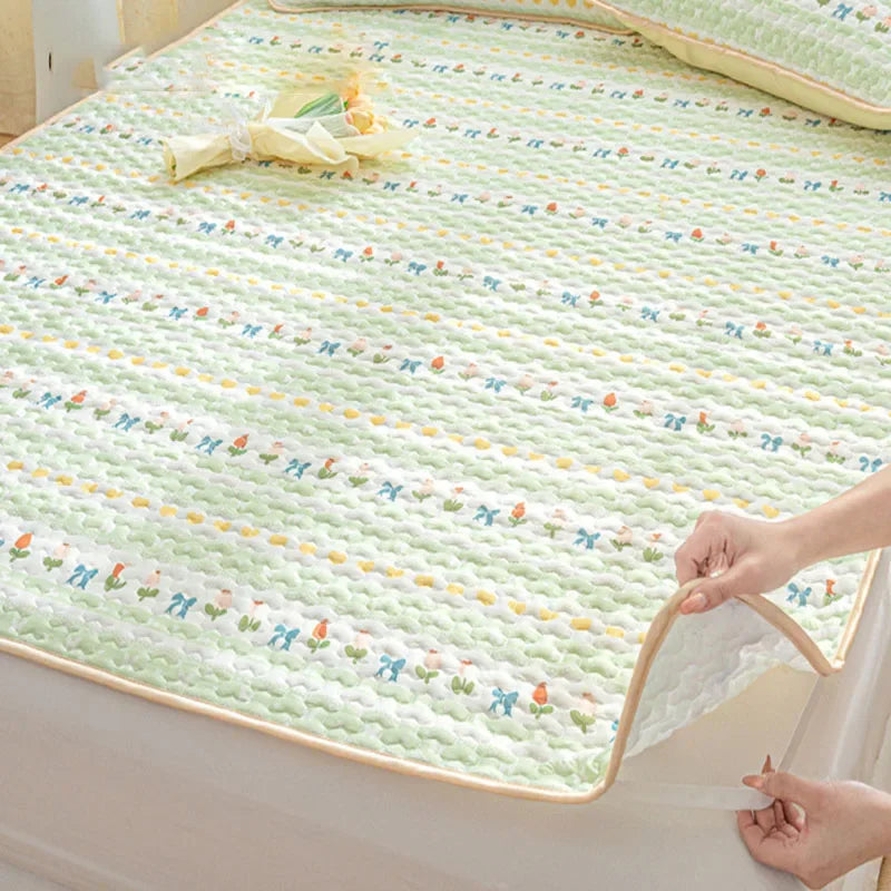 Afralia™ Floral Latex Cooling Mattress Set, Multi-Layer Soft Cushion, Breathable & Quick Cooling