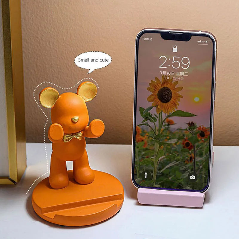 Afralia™ Violent Bear Resin Miniature Phone Stand Desk Decoration Gift