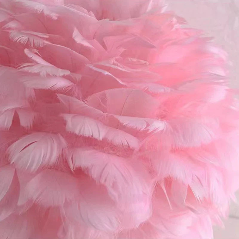 Afralia™ Feather Lampshade E27 Bedside Lamp for Romantic Home Decor