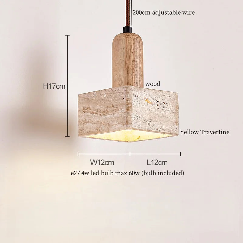 Afralia™ LED Hanging Lamps Yellow Travertine Pendant Lighting for Bedroom Living Dining Room