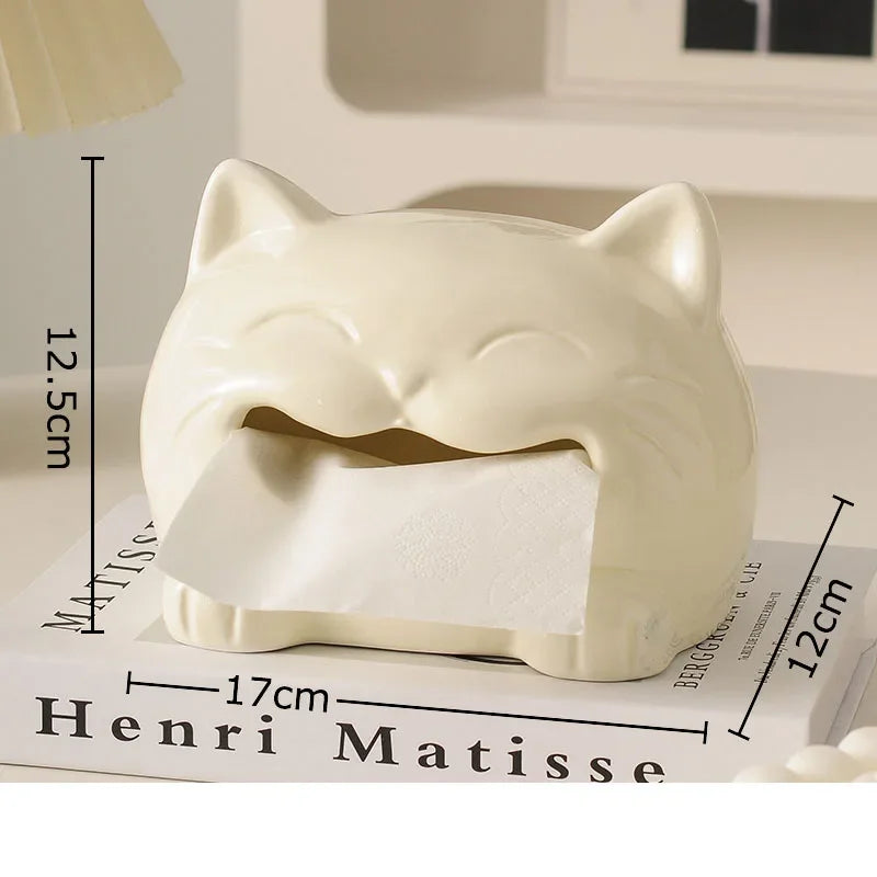 Afralia™ Cartoon Puppy Tissue Box: Cute Animals Ceramic Desk Decoration & Paper Towel Case