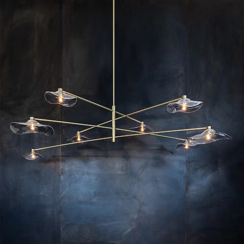 Afralia™ Glass Lotus Leaf Chandelier: Elegant Lighting for Bedroom, Living Room, Hall.