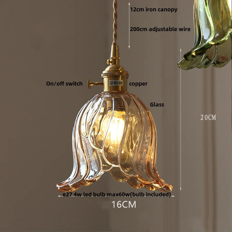 Afralia™ Amber Glass LED Pendant Light Fixture Modern Home Lighting Plafond Lamp