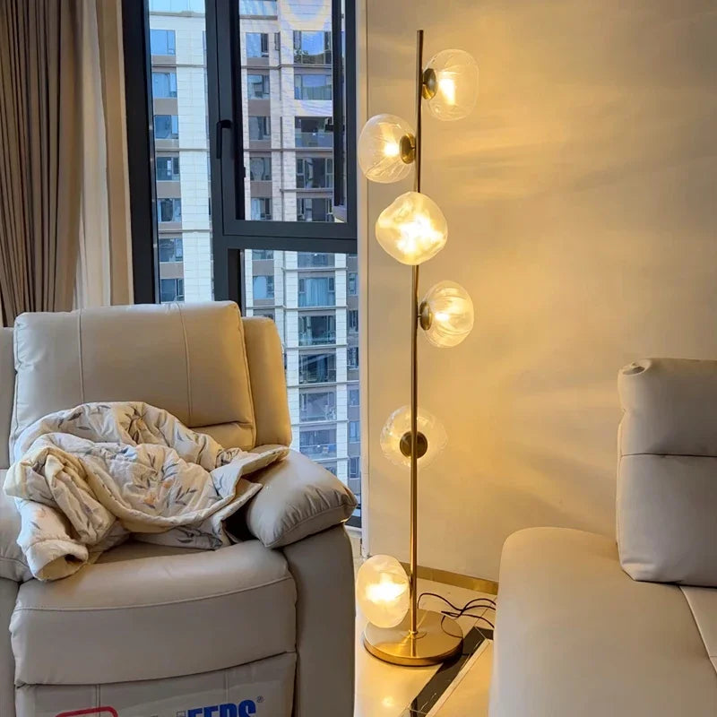 Afralia™ Glass Shade LED Floor Lamp for Home Decor, Living Room, Bedroom, Minimalist Design