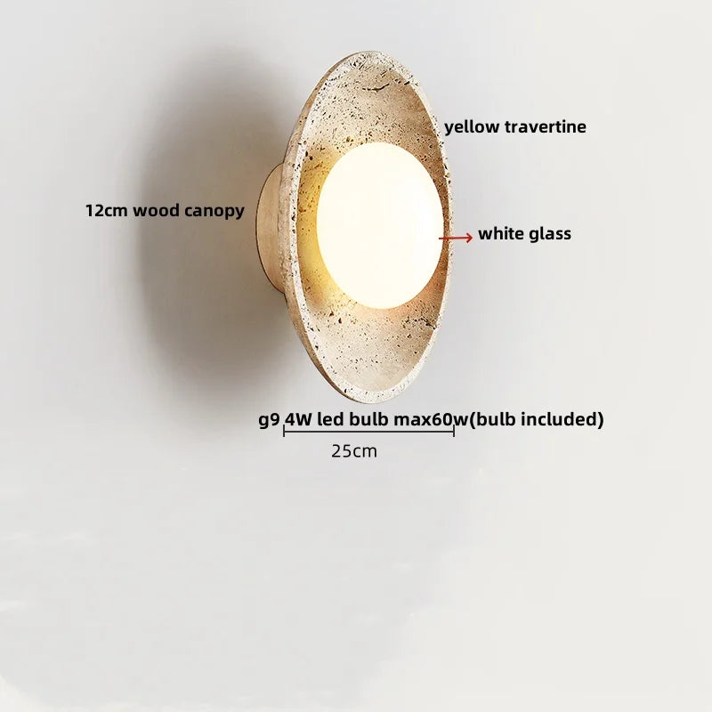 Afralia™ Yellow Travertine LED Wall Lights for Nordic Modern Home Decor