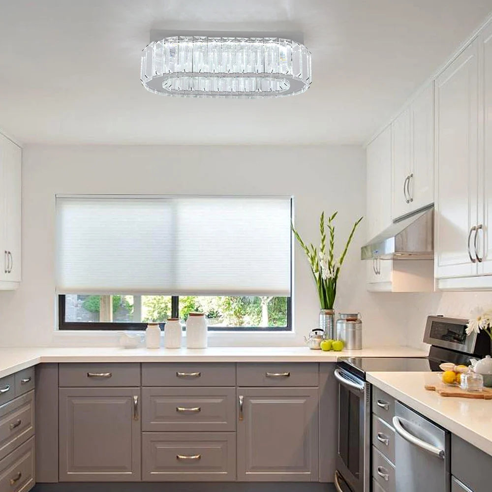 Afralia™ Modern Crystal Oval LED Ceiling Chandelier for Living Room, Dining Room, Bedroom