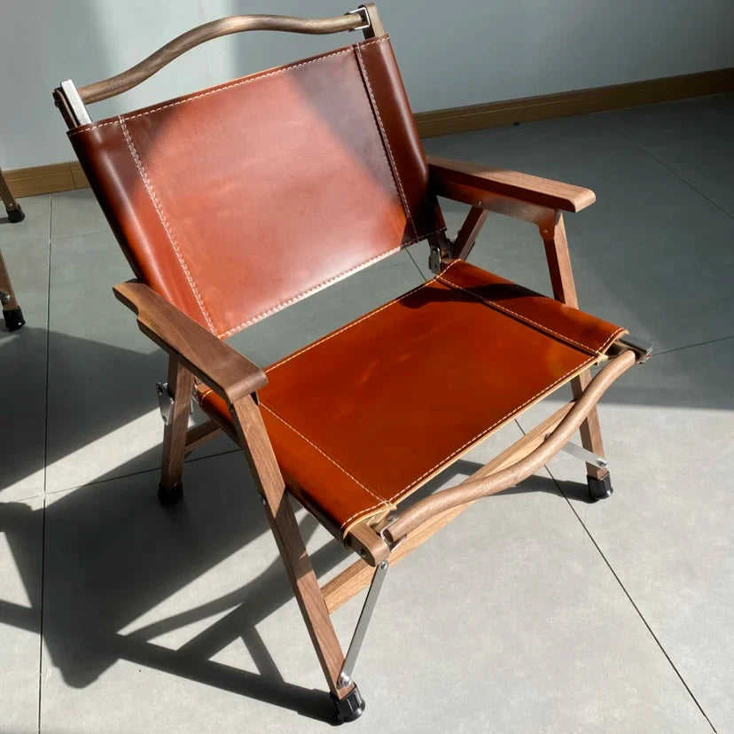 Afralia™ Folding Portable Backrest Chair Black Walnut: Outdoor Camping Leisure Garden Chair
