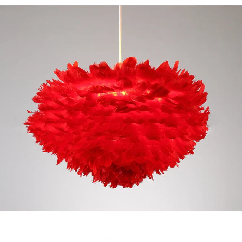 Afralia™ Nordic Feather Chandelier: Warm, Romantic LED Pendant Lamps for Girl Room and Clothes Shop