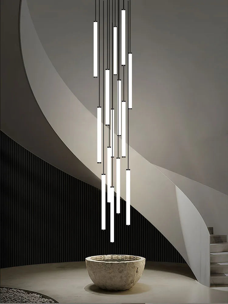 Afralia™ Loft Black Chandelier: Acrylic Villa Ceiling Lamp for Living Room & Staircase