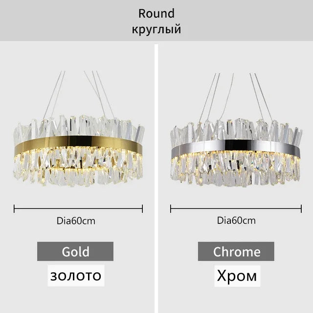 Afralia™ Luxury K9 Crystal Ceiling Chandelier LED Pendant Light for Living Room Bedroom Kitchen