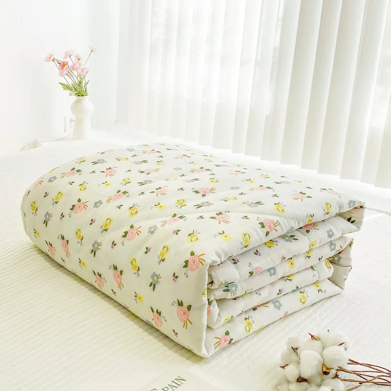 Afralia™ Lightweight Cotton Summer Quilt: Single/Double Machine Washable Air Conditioning Blanket