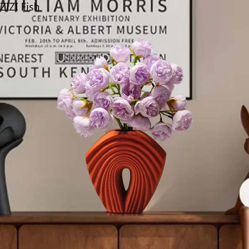 Afralia™ Geometric Ceramic Vase Set for Modern Floral Arrangements