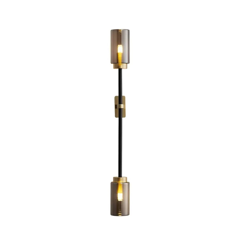 Afralia™ Smokey Gray Glass Linear Brass LED Wall Lights