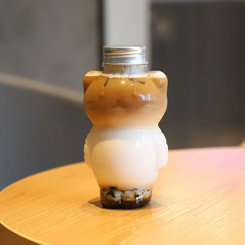 Afralia™ Cute Cat Beverage Bottle for Milk Tea Coffee Juice Portable Drinking Cup