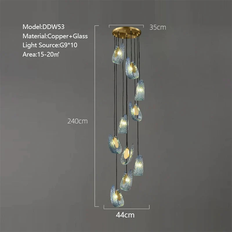 Afralia™ Blue Glass Luxury Wall Sconce LED Light Fixture for Living Room Bedroom Aisle