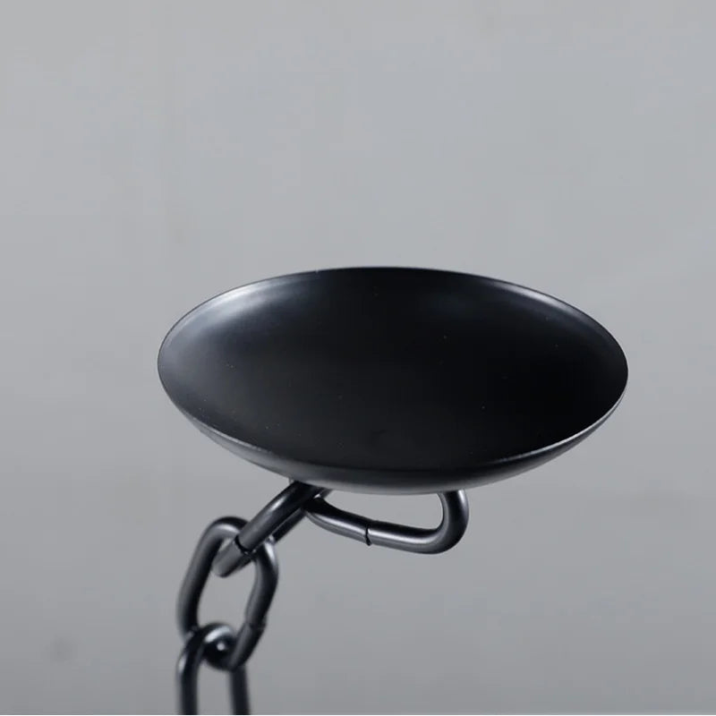 Afralia™ Vintage Chain Candlestick Holder for Home Decor - Metal Candle Holder