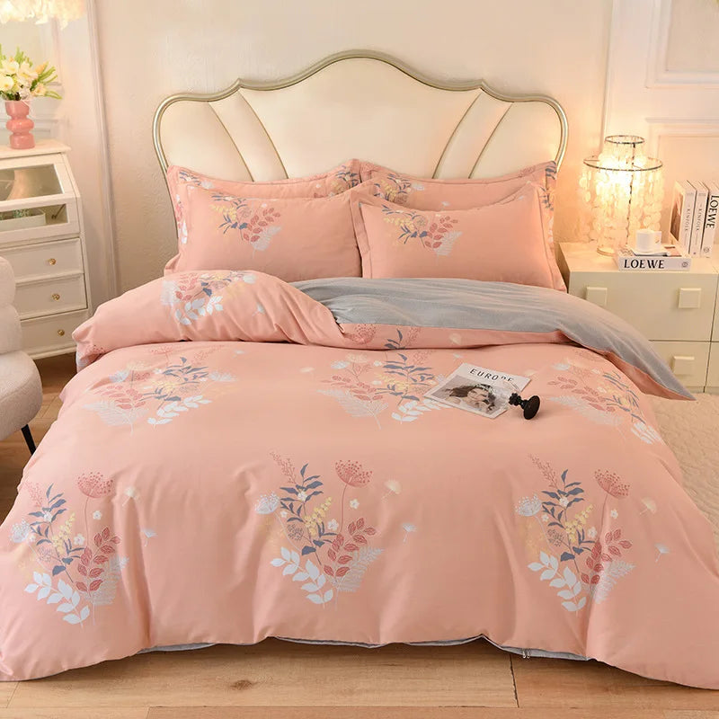 Afralia™ Flower Print Cotton Bedding Set: Warm & Cozy for Autumn/Winter comfort.