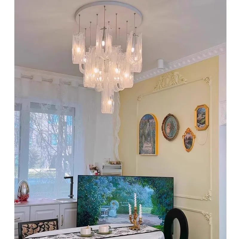 Afralia™ Postmodern Glass Chandelier Luxury Pendent Lamp for Living Room, Dining Room, Staircase