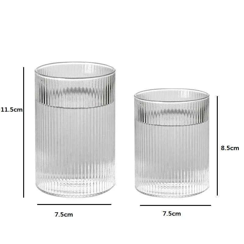 Afralia™ Striped Glass Water Cup Set - Heat-Resistant, Transparent, Ideal for Home, Juice, Wine