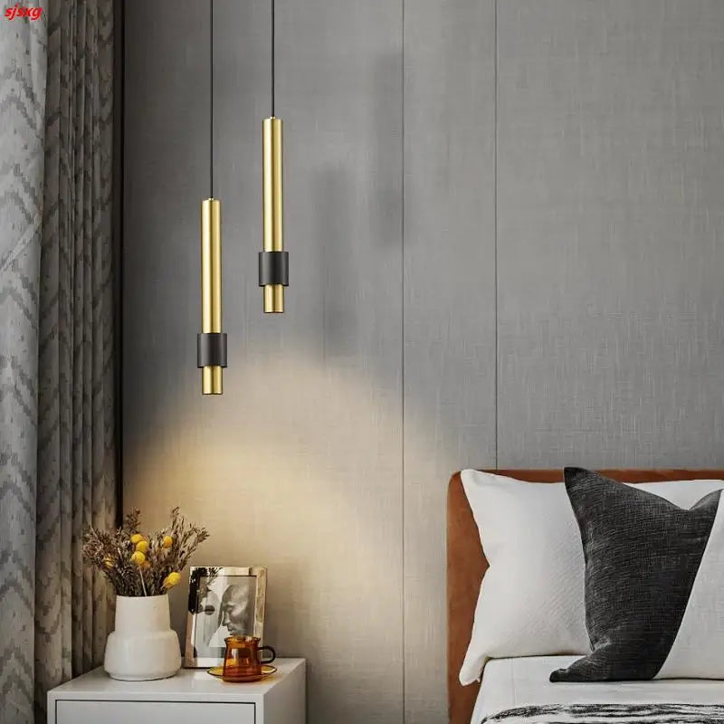 Afralia™ Copper LED Pendant: Luxury Brass Hanglamp for Bedside, Bar & Dining Room