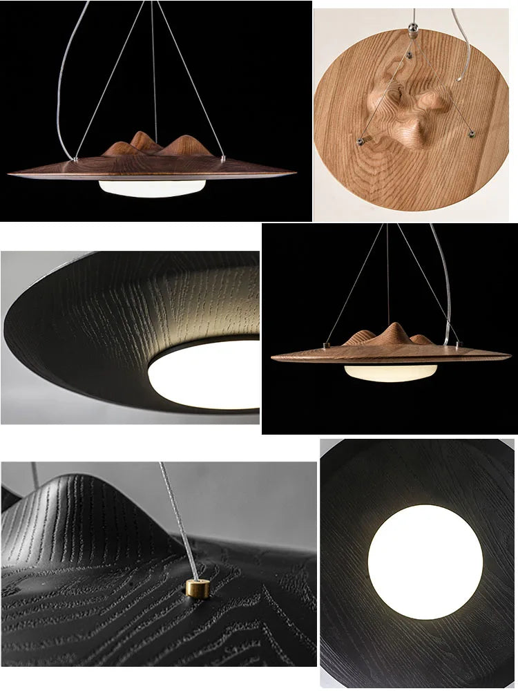 Afralia™ Vintage Ash Wood LED Pendant Lights for Home Indoor Lighting