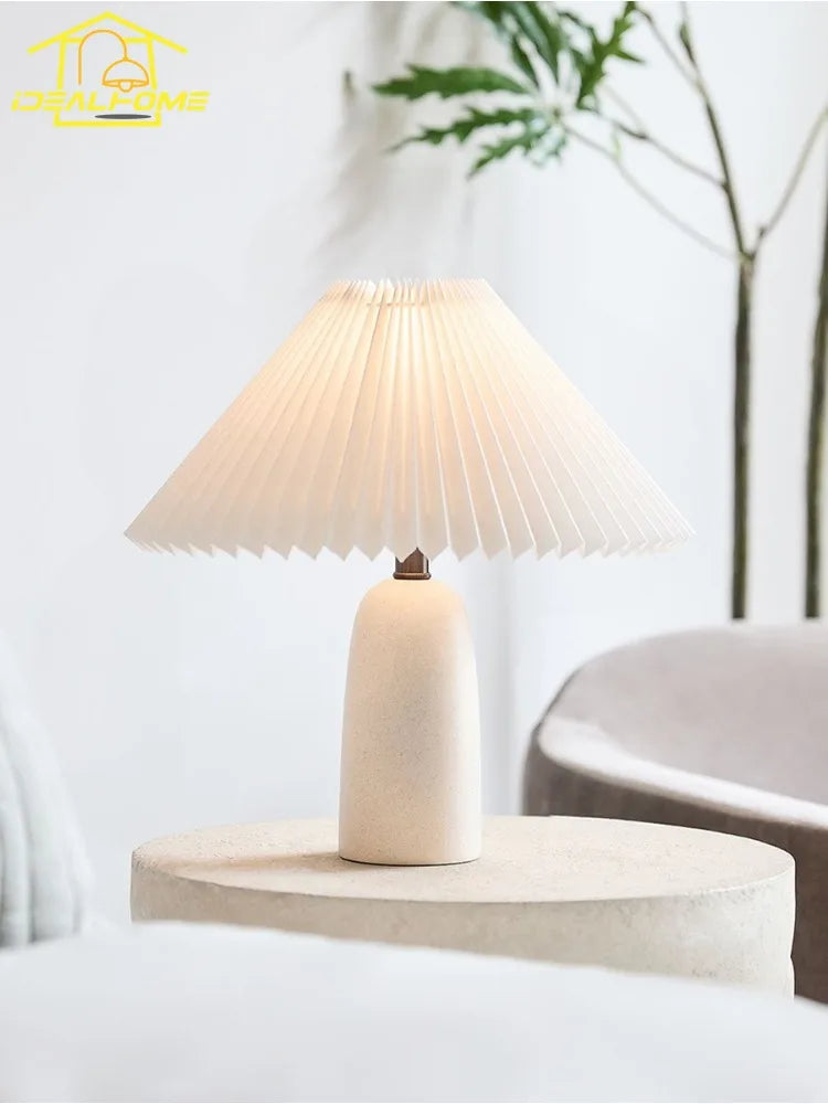 Afralia™ Pleated Ceramic Table Lamp LED E27 Nordic Design Minimalist Modern Light
