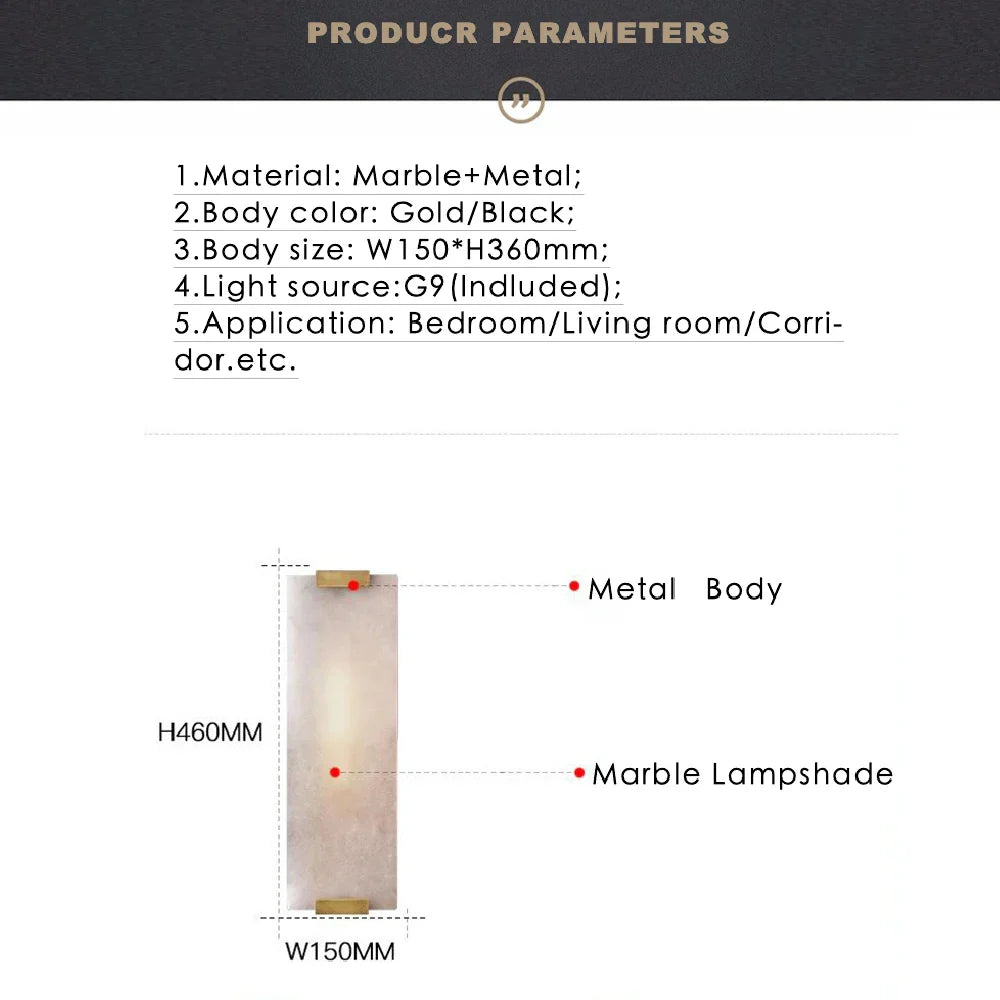 Afralia™ Marble Wall Lamp Gold Black G9 Bedside Luxury Indoor Light Fixture