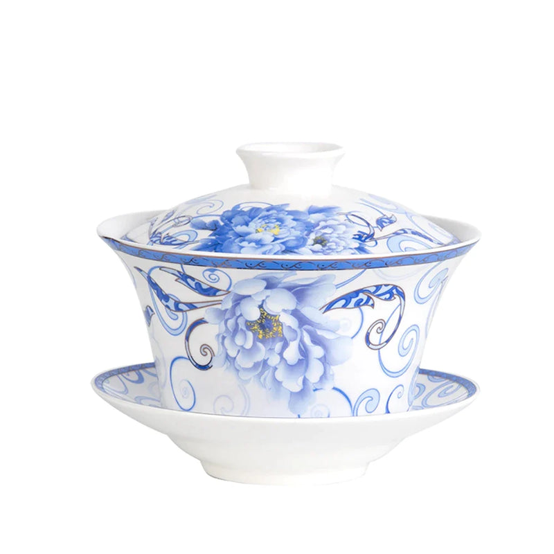 Afralia™ 350ml Ceramic Gaiwan Porcelain Tea Cup Set