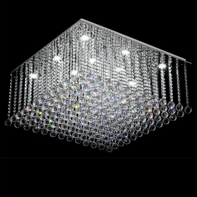 Afralia™ Luxury Crystal Chandelier Flush Mount LED Pendant Light for Living Room