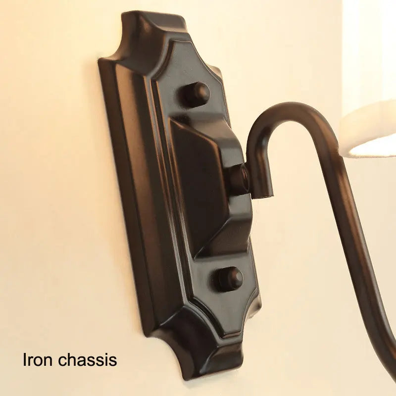 Afralia™ Black Iron Wall Lamp: Elegant Rural Bedroom & Living Room Sconce with European Flair