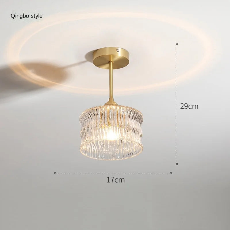 Afralia™ Glass Ceiling Lamp for Bedroom Porch Entryway Hallway Interior Decor