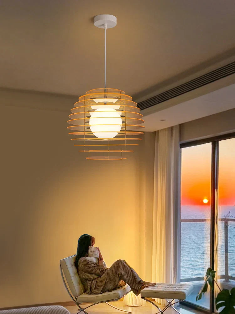 Afralia™ Retro Sunset Pendant Light for Restaurant, Vintage Bar Counter Island Platform
