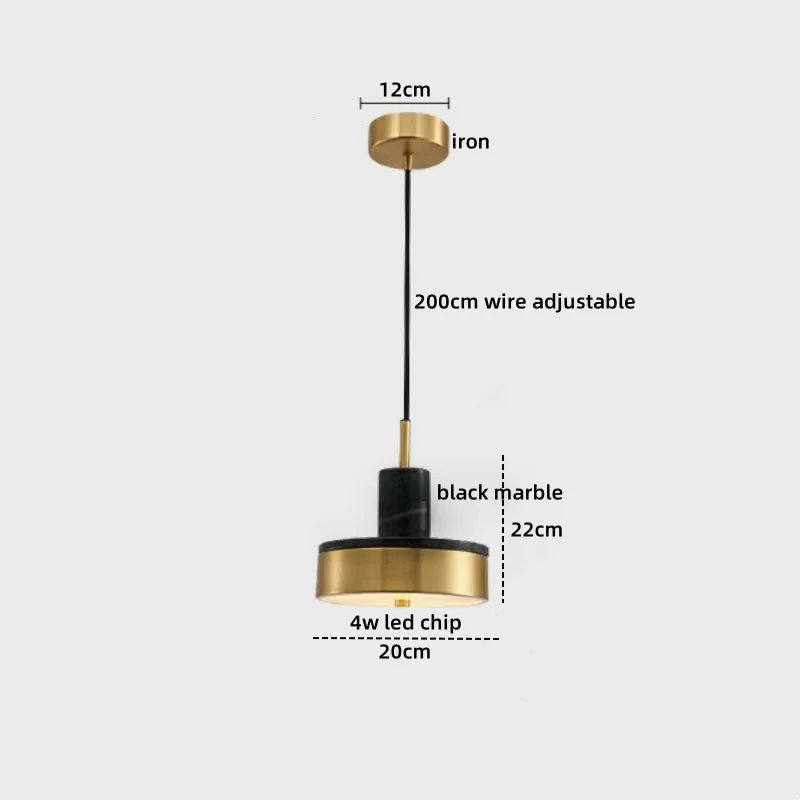 Afralia™ Marble Copper LED Pendant Light - Modern Hanging Lamp Chandelier