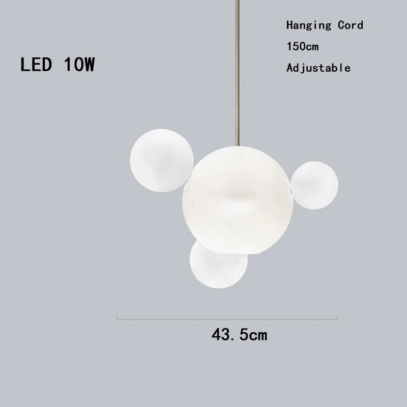 Afralia™ Round LED Glass Pendant Light, Modern White Bubble Lampshade for Home Ceiling Decor