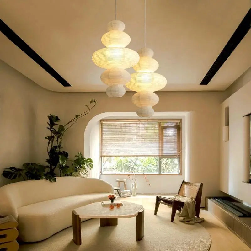 Afralia™ Rice Paper Pendant Lamp Chandelier E27 Bulb Living Room Art Decor