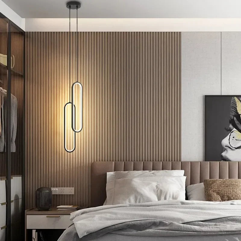 Afralia™ Modern Minimalist LED Pendant Chandelier for Bedroom Living Room in Gold Black