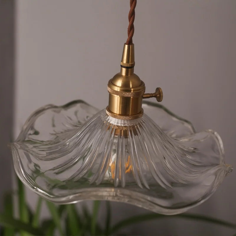 Afralia™ Lotus Leaf Glass LED Pendant Light - Japanese Style Loft Bar Living Dining Bedroom