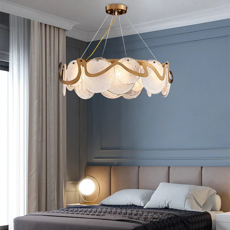 Afralia™ Nordic Light Luxury Smoke Grey Glass Chandelier for Bedroom and Dining Room