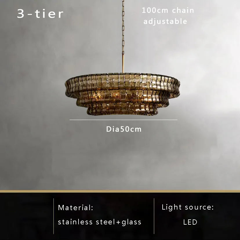 Afralia™ Brown Glass Chandelier for Dining & Living Room, Classic Vintage Suspension Lamps