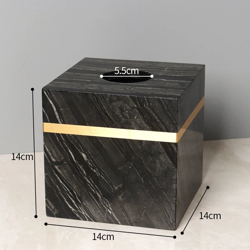 Afralia™ Marble Napkin Tissue Box Holder | Luxury Bathroom Accessories Set