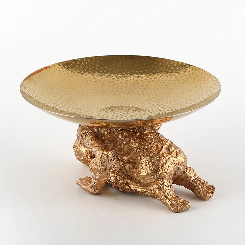 Afralia™ Golden Resin Handicraft Tray Figurine for Home Decor