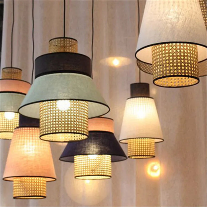 Afralia™ Retro Rattan Art Pendant Light: Creative Hand Weaving Chandelier for Kitchen & Living Room