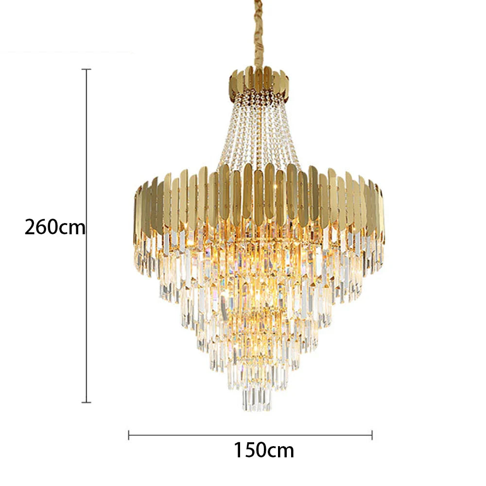 Afralia™ Modern Golden Crystal Pendant Chandelier for Luxurious Living Room Decor